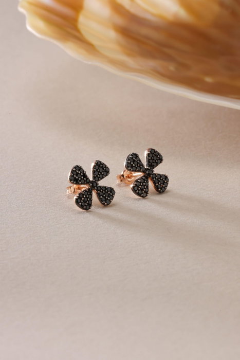 Heliophilia Silver Pendientes NRZ999856 Plata de Ley 925 Baño de Radio Oro Rosa y Negro